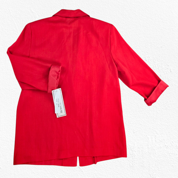 1980s Vintage Red Oversized Single Button Power Suit Jacket Blazer Size 14 - Picture 9 of 9